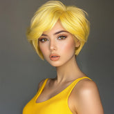 Yellow Layered Pixie Cut Wig for Cosplay 12 Inch